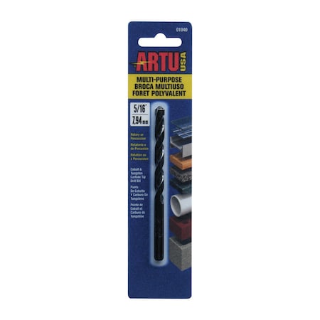 Artu ARTU 5/16 in. X 4-1/2 in. L Tungsten Carbide Tipped Drill Bit Straight Shank 1 pc 01040